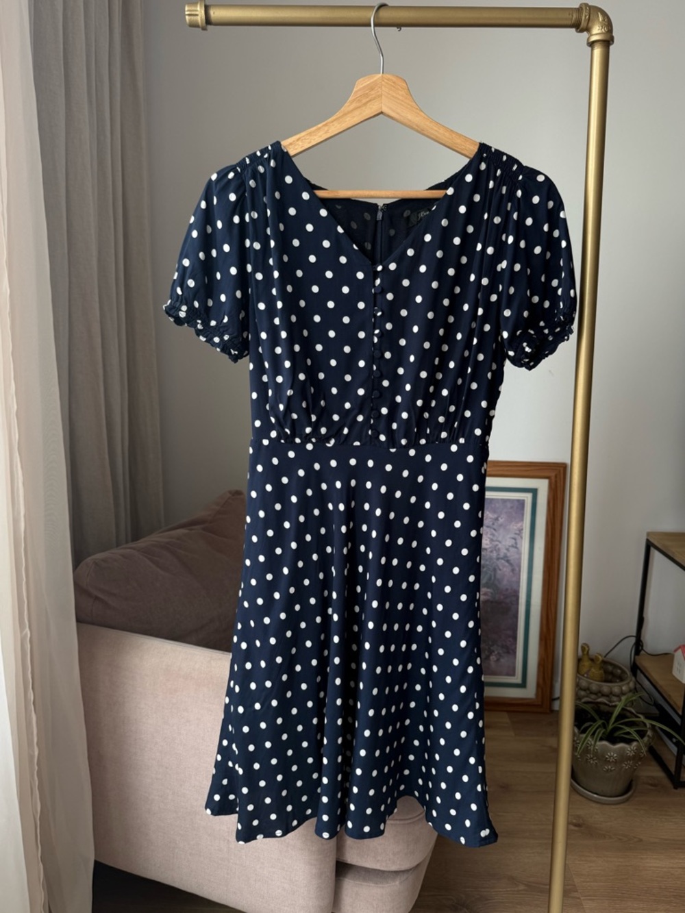 Petite Summer Polka Dot Mini Dress V-Neck Lightweight, J.Crew - Picture 2 of 11